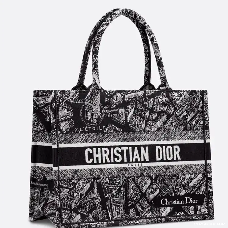 Cheap Book Black Plan Motif Paris Tote Dior de Canvas 0322 Luxury